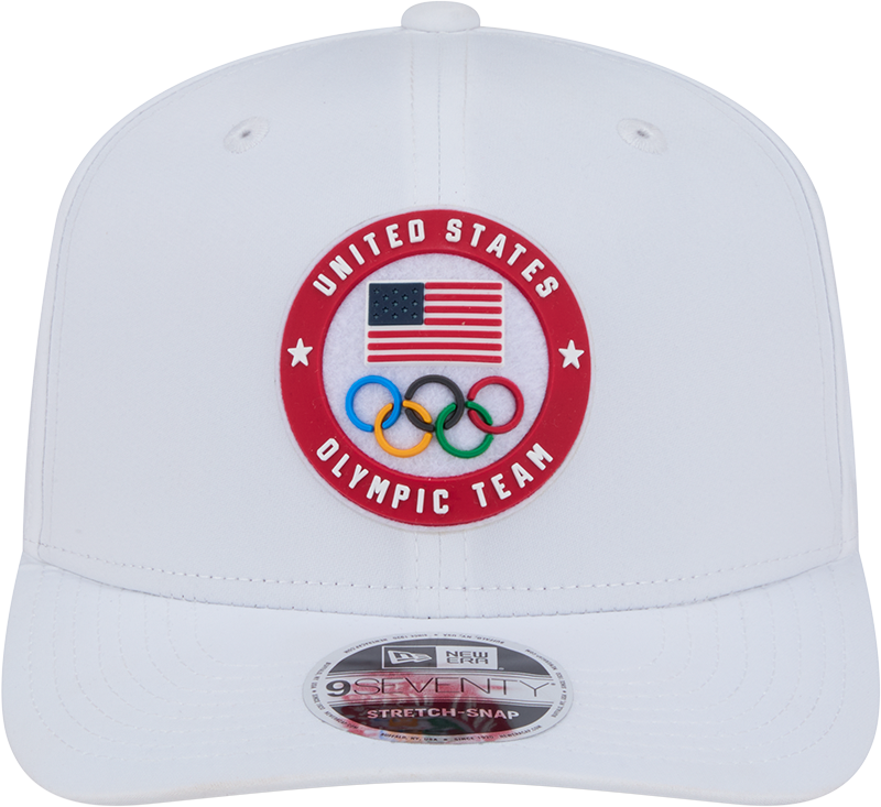 Team USA Olympics White Performance New Era 9SEVENTY Stretch Snap Adjustable Hat product image 2, provided for visual