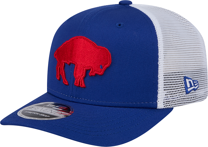 Buffalo Bills New Era Royal Throwback 9SEVENTY Trucker Adjustable Hat product image 1, provided for visual reference and