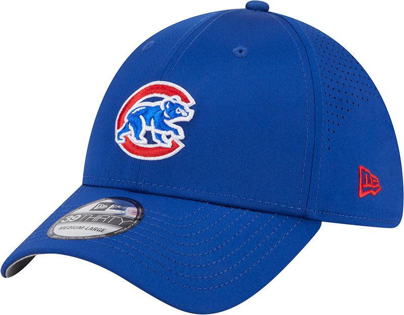MLB Chicago Cubs New Era Mid Perf 39THIRTY Flex Fit Hat - Blue product image 1, provided for visual reference and product