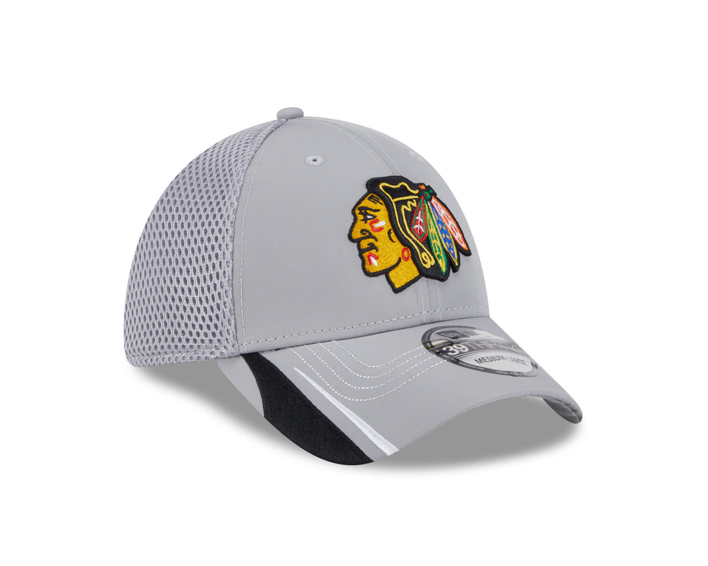 Chicago Blackhawks New Era Gray Linear Neo 39THIRTY Flex Hat product image 3, provided for visual reference and product