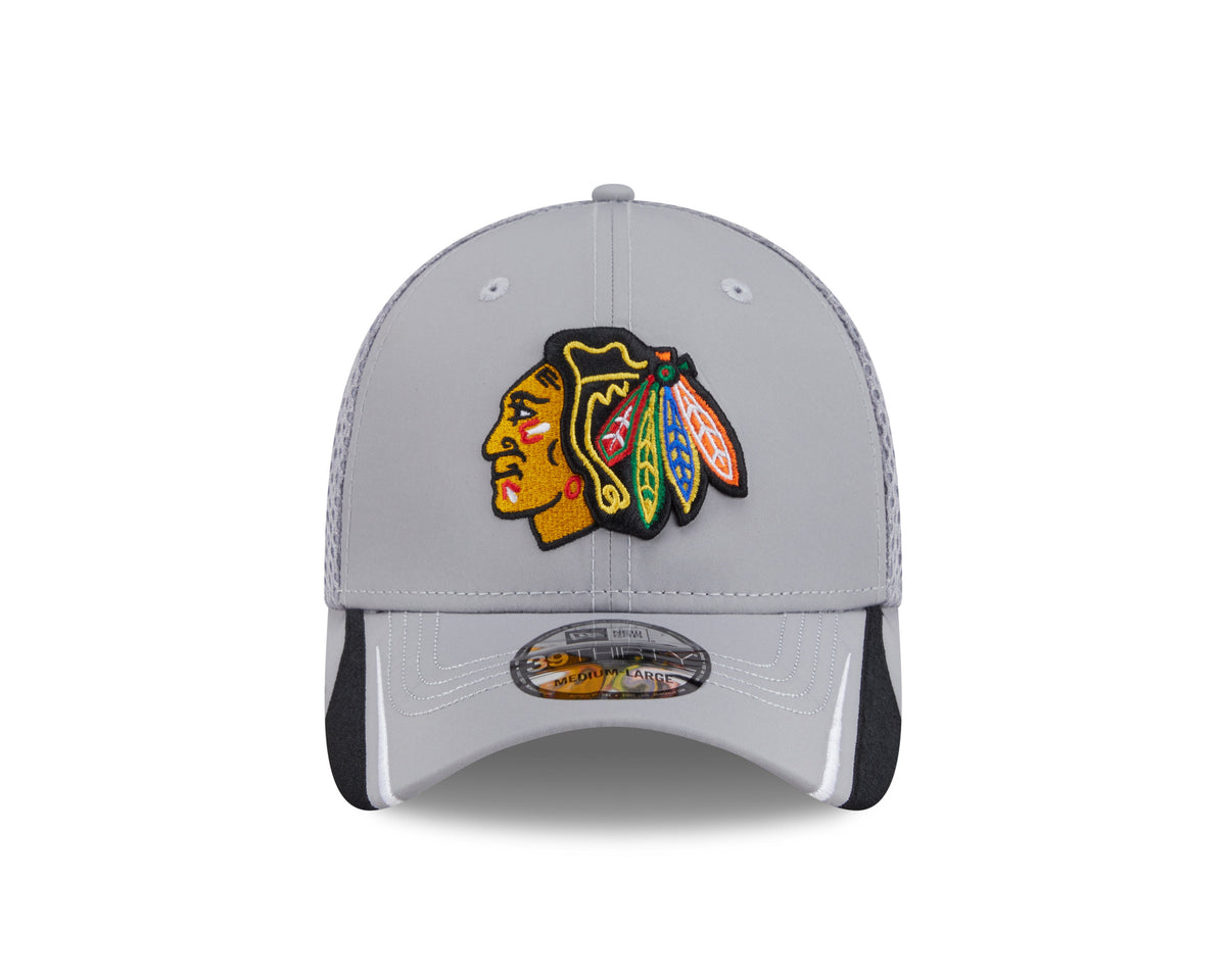 Chicago Blackhawks New Era Gray Linear Neo 39THIRTY Flex Hat product image 2, provided for visual reference and product