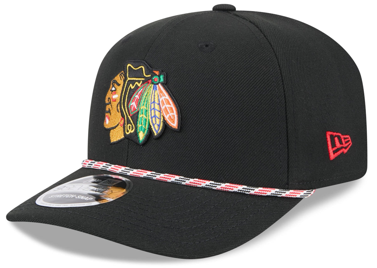 Chicago Blackhawks New Era Black Multi Rope 9SEVENTY Stretch Snap Adjustable Hat product image 1, provided for visual