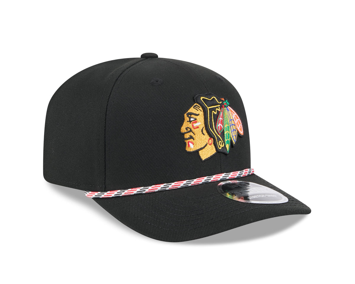 Chicago Blackhawks New Era Black Multi Rope 9SEVENTY Stretch Snap Adjustable Hat product image 3, provided for visual