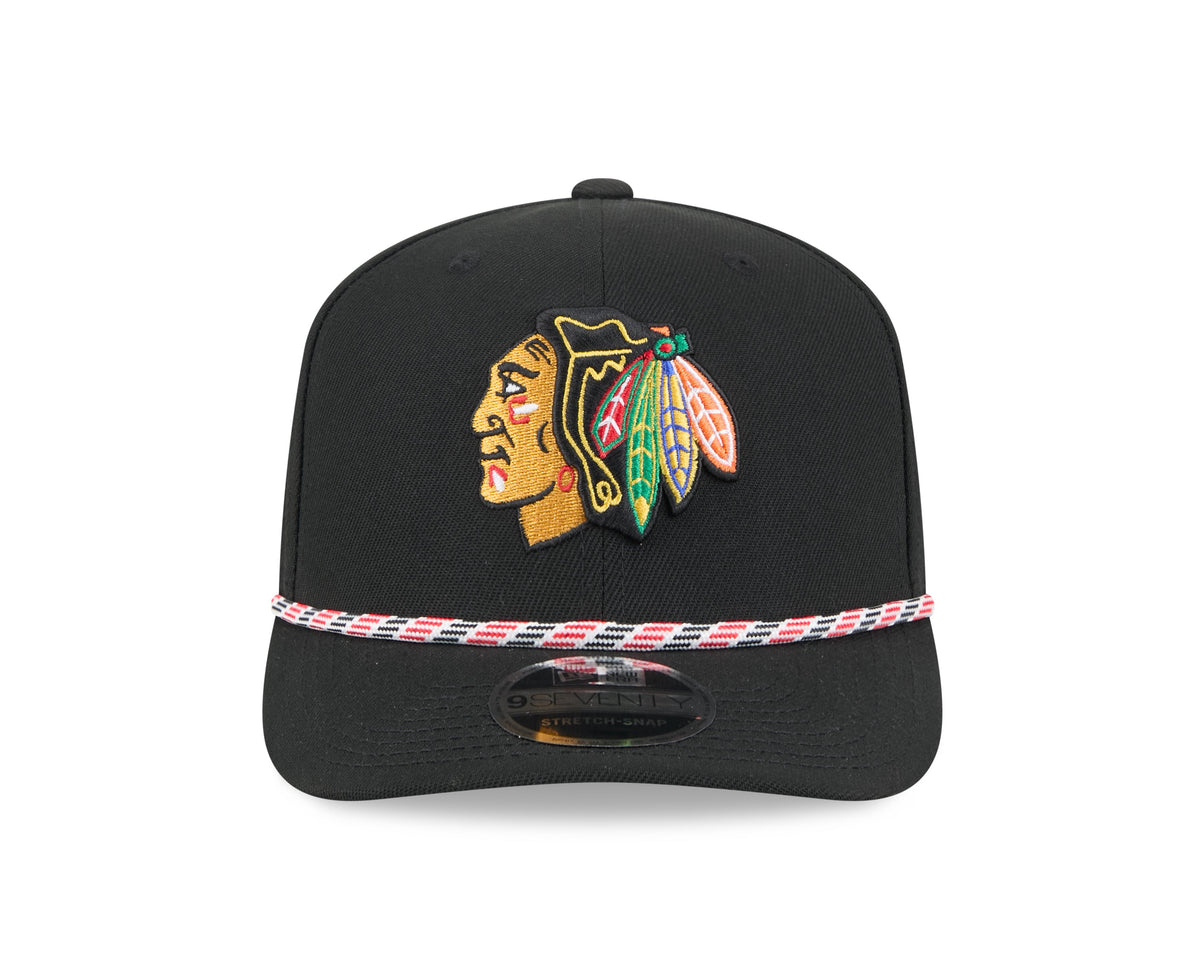 Chicago Blackhawks New Era Black Multi Rope 9SEVENTY Stretch Snap Adjustable Hat product image 2, provided for visual