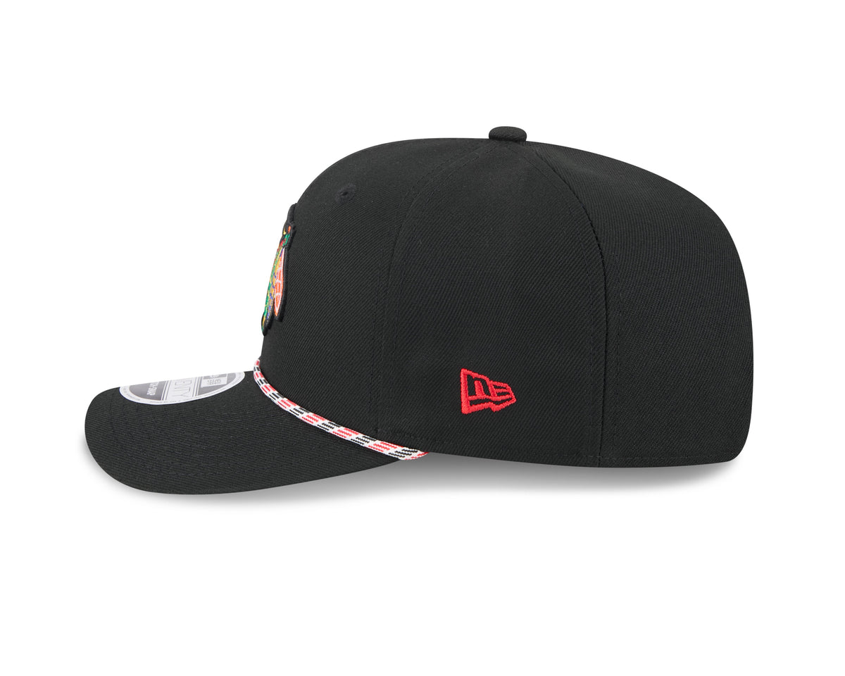 Chicago Blackhawks New Era Black Multi Rope 9SEVENTY Stretch Snap Adjustable Hat product image 4, provided for visual