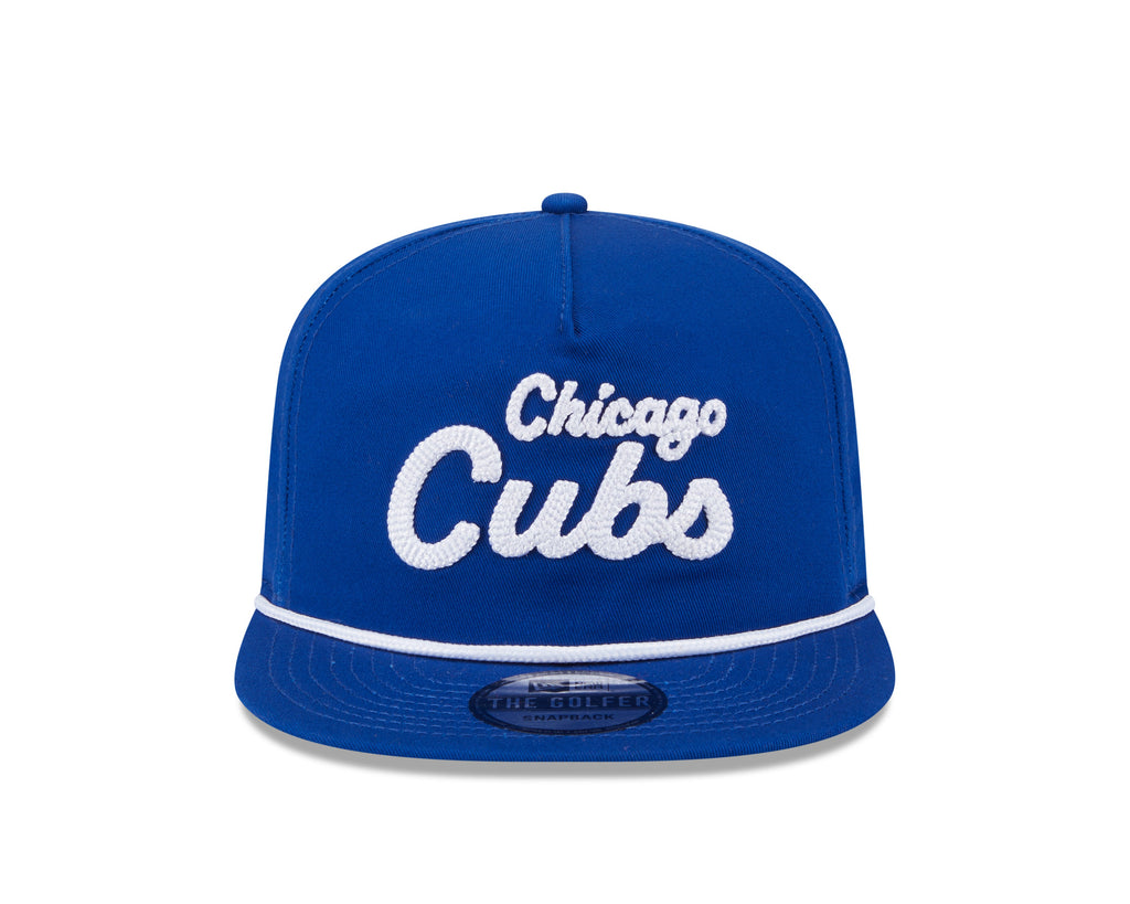 Chicago Cubs New Era Blue Team Text The Golfer Snapback Hat product image 2, provided for visual reference and product