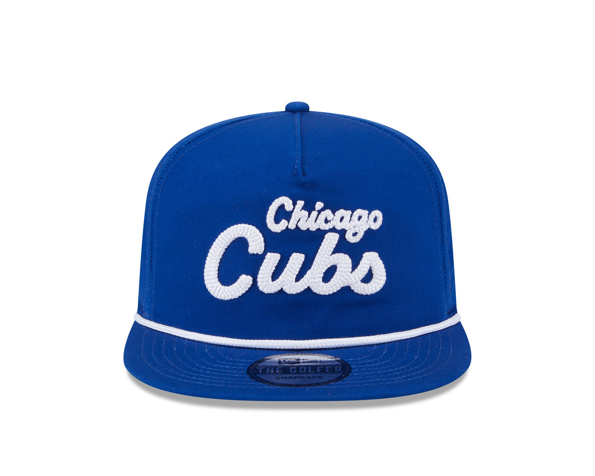 Chicago Cubs New Era Blue Team Text The Golfer Snapback Hat product image 2, provided for visual reference and product