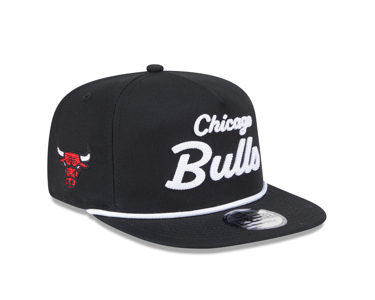 Chicago Bulls New Era Black Team Text The Golfer Snapback Hat product image 3, provided for visual reference and product