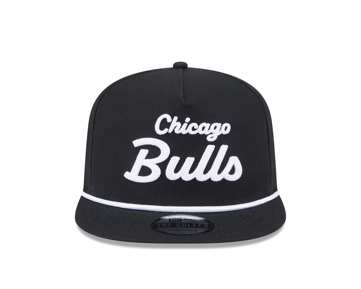 Chicago Bulls New Era Black Team Text The Golfer Snapback Hat product image 2, provided for visual reference and product