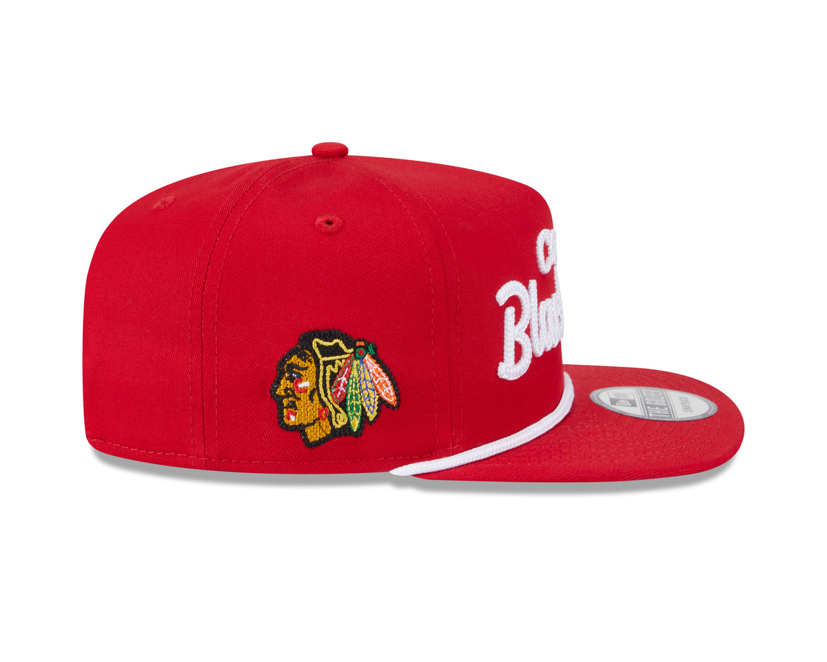 Chicago Blackhawks New Era Red Team Text The Golfer Snapback Hat product image 5, provided for visual reference and product