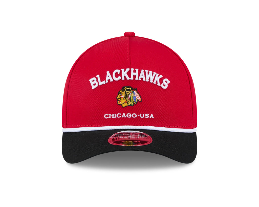 Chicago Blackhawks New Era Rope M-Crown 9FORTY Adjustable Hat product image 2, provided for visual reference and product