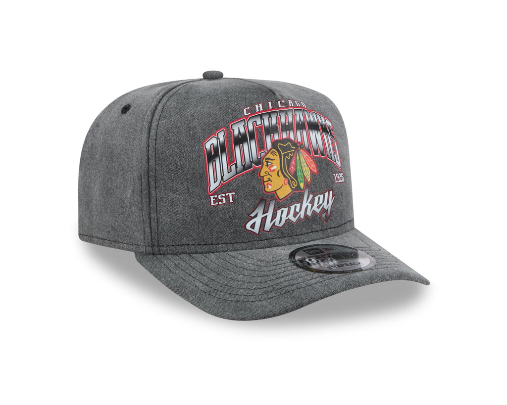 Chicago Blackhawks New Era Gray Washed 9FIFTY A-Frame Snapback Hat product image 3, provided for visual reference and