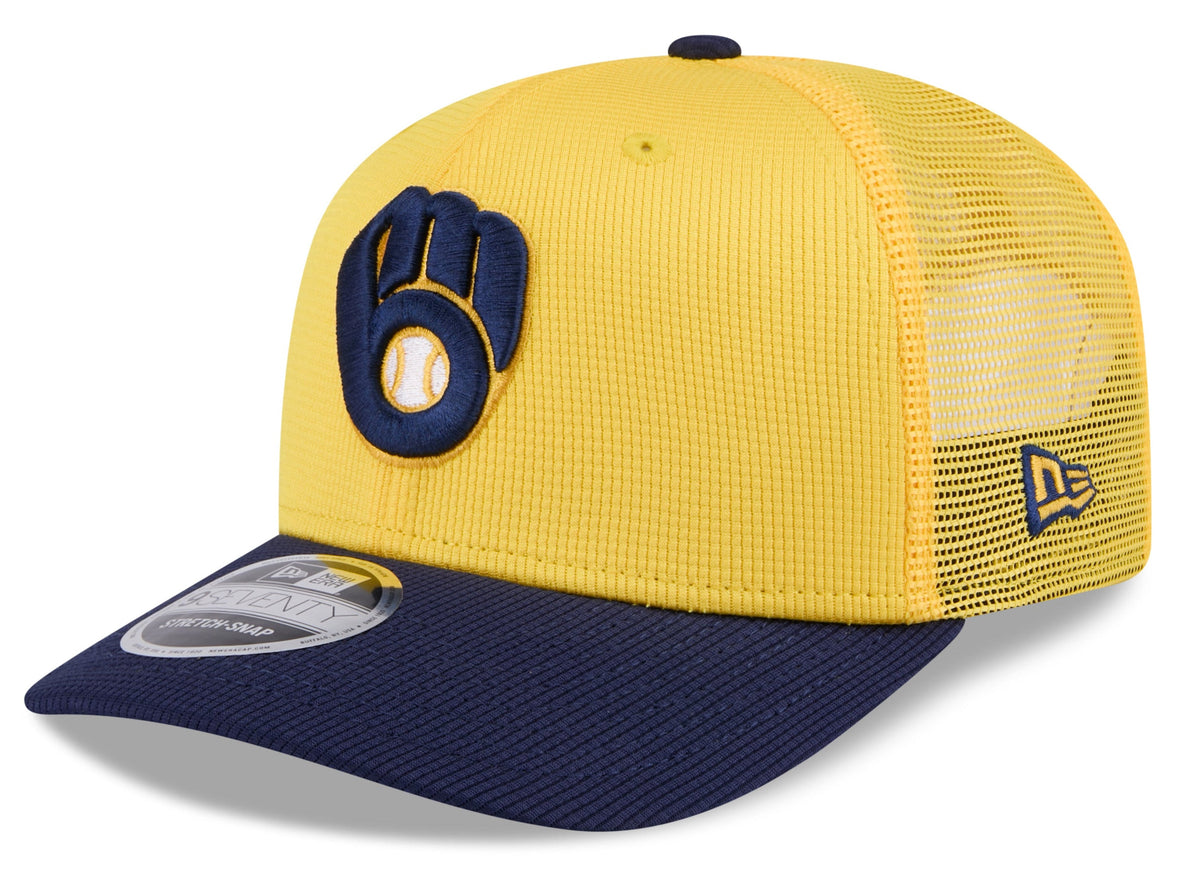 Milwaukee Brewers New Era Yellow/Navy 2025 Spring Training 9SEVENTY Trucker Hat product image 1, provided for visual
