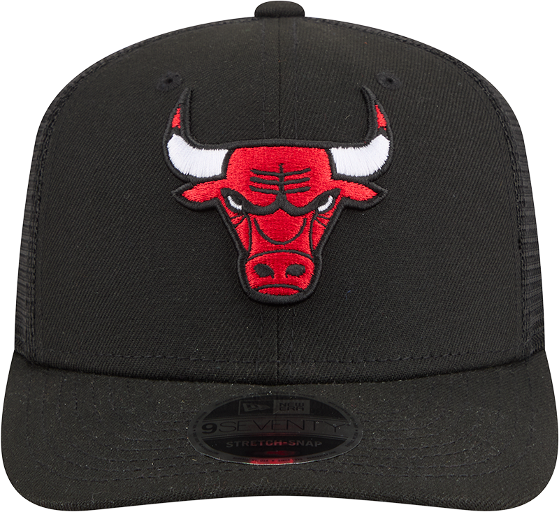 Chicago Bulls New Era Black 9SEVENTY Trucker Adjustable Hat product image 2, provided for visual reference and product