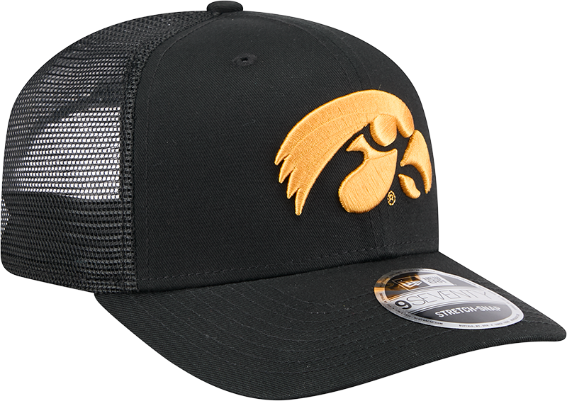 Iowa Hawkeyes New Era Black New Era 9SEVENTY Trucker Hat for Men product image 3, provided for visual reference and product