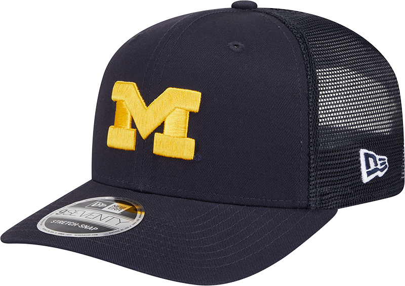 Michigan Wolverines New Era Navy New Era 9SEVENTY Trucker Hat for Men product image 1, provided for visual reference and