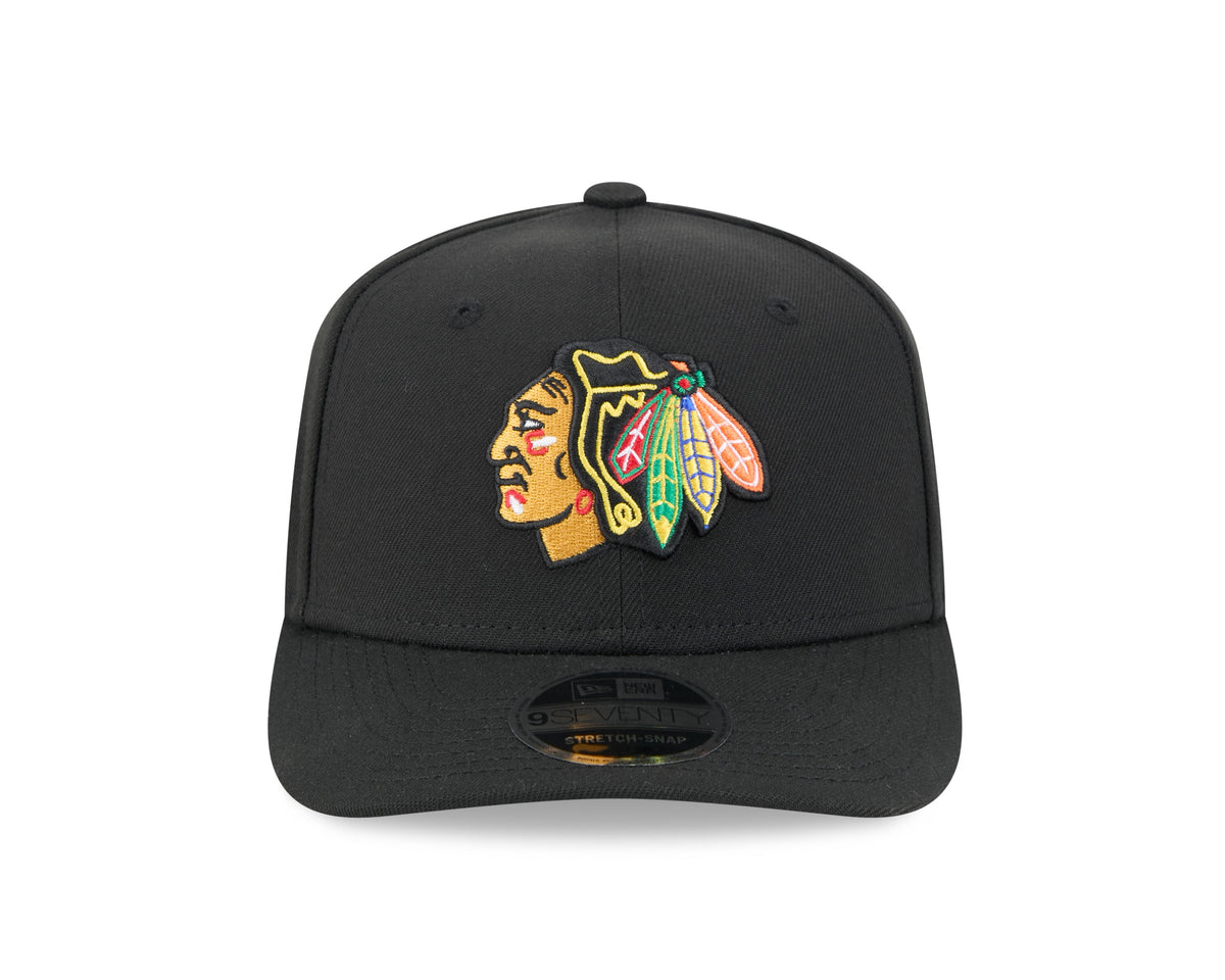 Chicago Blackhawks New Era Black 9SEVENTY Hat for Men product image 2, provided for visual reference and product detail