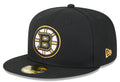 Boston Bruins Black Basic New Era 59FIFTY Fitted Hat product image 1, provided for visual reference and product detail review
