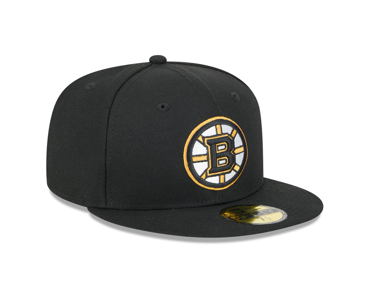 Boston Bruins Black Basic New Era 59FIFTY Fitted Hat product image 3, provided for visual reference and product detail review