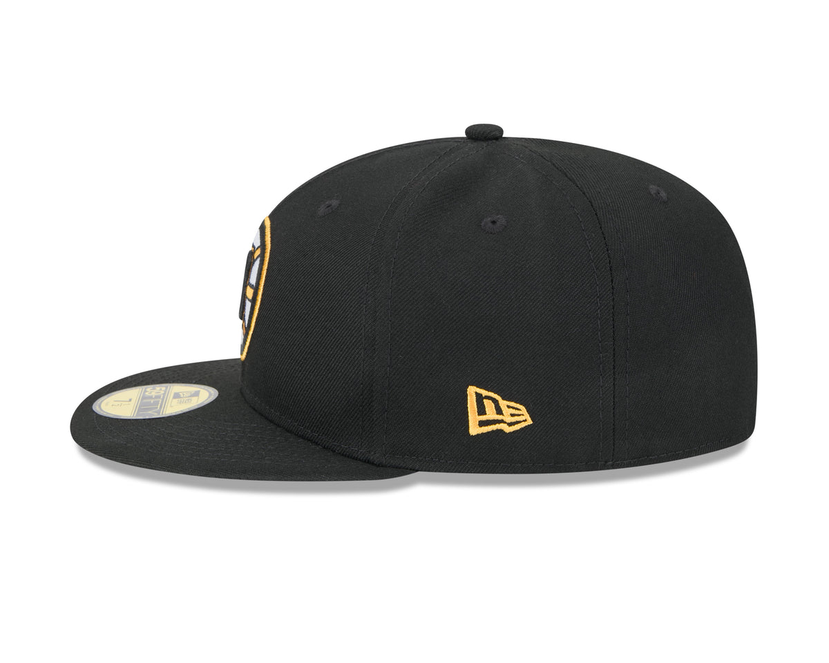 Boston Bruins Black Basic New Era 59FIFTY Fitted Hat product image 5, provided for visual reference and product detail review