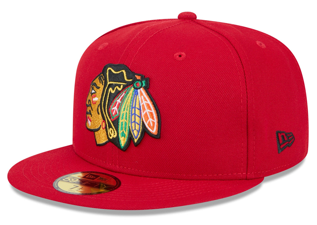 Chicago Blackhawks Red Basic New Era 59FIFTY Fitted Hat product image 1, provided for visual reference and product detail