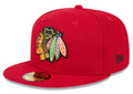 Chicago Blackhawks Red Basic New Era 59FIFTY Fitted Hat product image 1, provided for visual reference and product detail