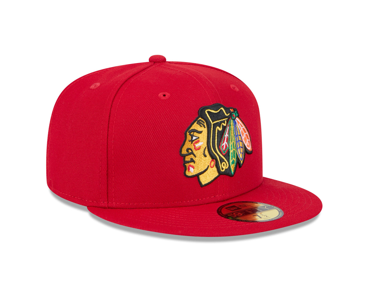 Chicago Blackhawks Red Basic New Era 59FIFTY Fitted Hat product image 3, provided for visual reference and product detail