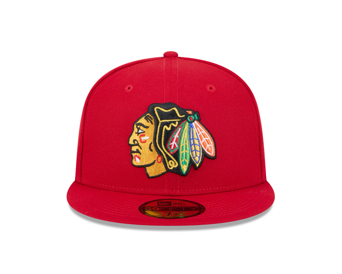 Chicago Blackhawks Red Basic New Era 59FIFTY Fitted Hat product image 2, provided for visual reference and product detail