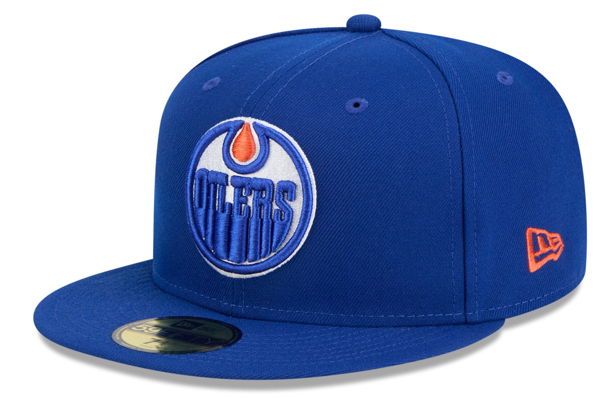 Edmonton Oilers Royal Blue Basic New Era 59FIFTY Fitted Hat product image 1, provided for visual reference and product