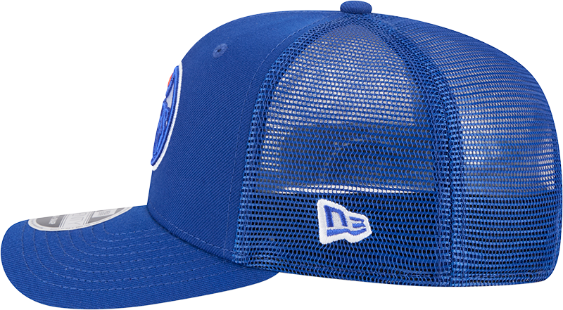 Edmonton Oilers New Era Royal 9SEVENTY Trucker Adjustable Hat product image 5, provided for visual reference and product