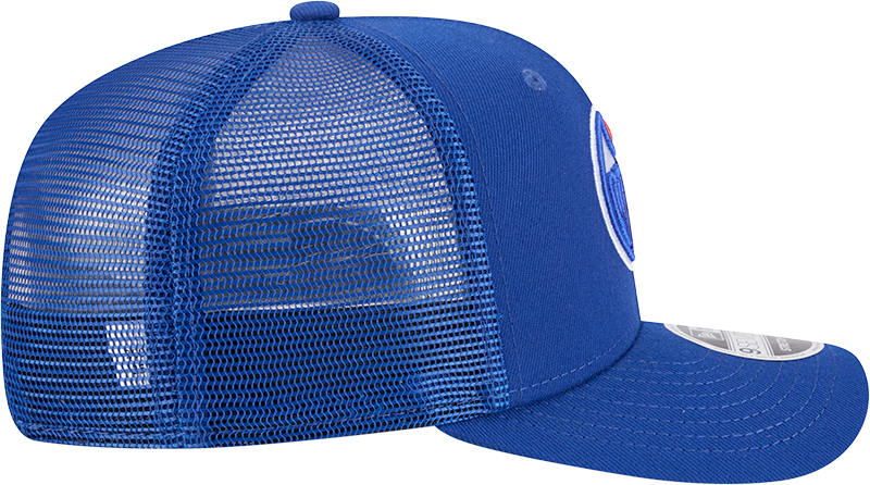 Edmonton Oilers New Era Royal 9SEVENTY Trucker Adjustable Hat product image 4, provided for visual reference and product
