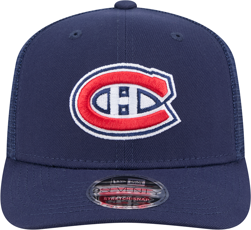 Montreal Canadiens New Era Navy New Era 9SEVENTY Trucker Hat for Men product image 2, provided for visual reference and