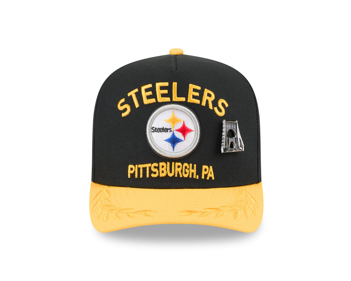 Pittsburgh Steelers New Era Black 2025 On Stage NFL Draft A-Frame 59FIFTY Fitted Hat for Men product image 2, provided for