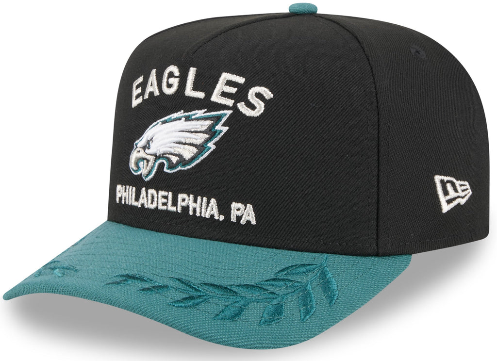 Philadelphia Eagles New Era 2025 NFL Draft Black A-Frame 9FIFTY Snapback Adjustable Hat for Men product image 1, provided