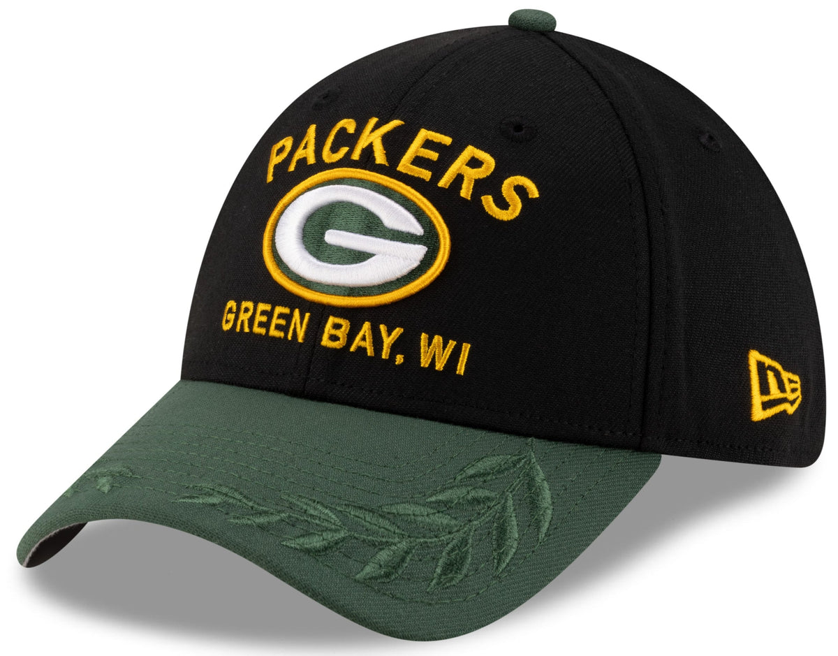 Green Bay Packers New Era 2025 NFL Draft Black 39THIRTY Flex Fit Hat for Men product image 1, provided for visual reference