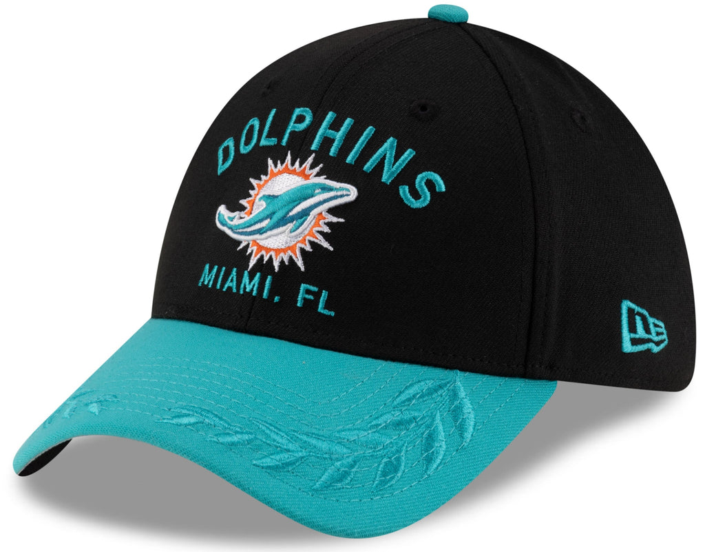 Miami Dolphins New Era 2025 NFL Draft Black 39THIRTY Flex Fit Hat for Men product image 1, provided for visual reference and