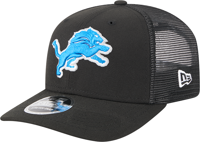 Detroit Lions New Era Black Trucker Primary 9SEVENTY Trucker Hat product image 1, provided for visual reference and product