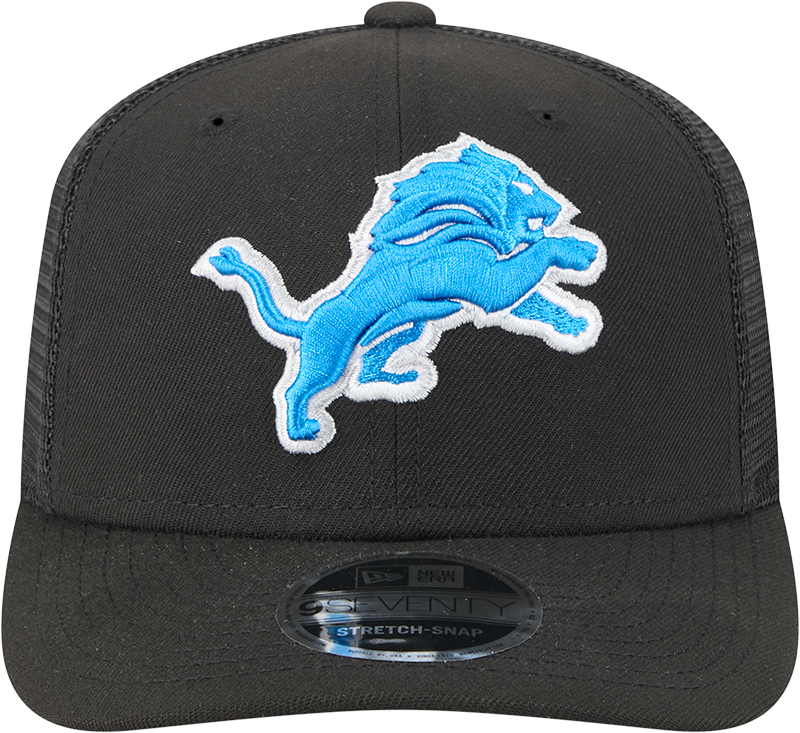 Detroit Lions New Era Black Trucker Primary 9SEVENTY Trucker Hat product image 2, provided for visual reference and product