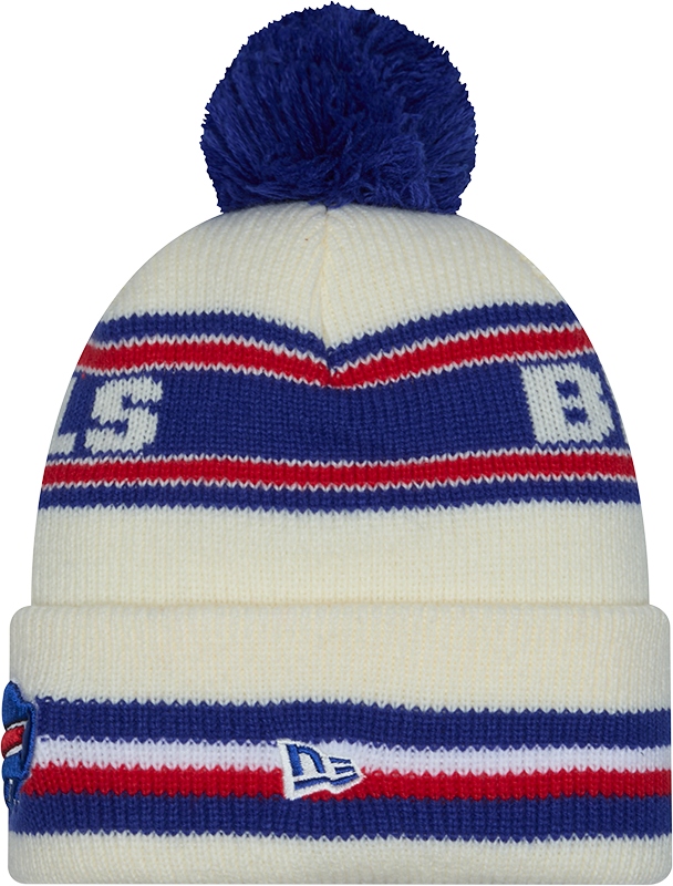 Buffalo Bills New Era Off White Knit Classic Cuffed Pom Knit product image 2, provided for visual reference and product