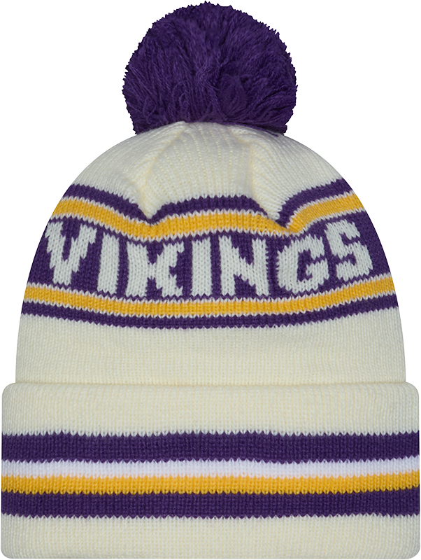 Minnesota Vikings New Era Off White Knit Classic Cuffed Pom Knit product image 3, provided for visual reference and product
