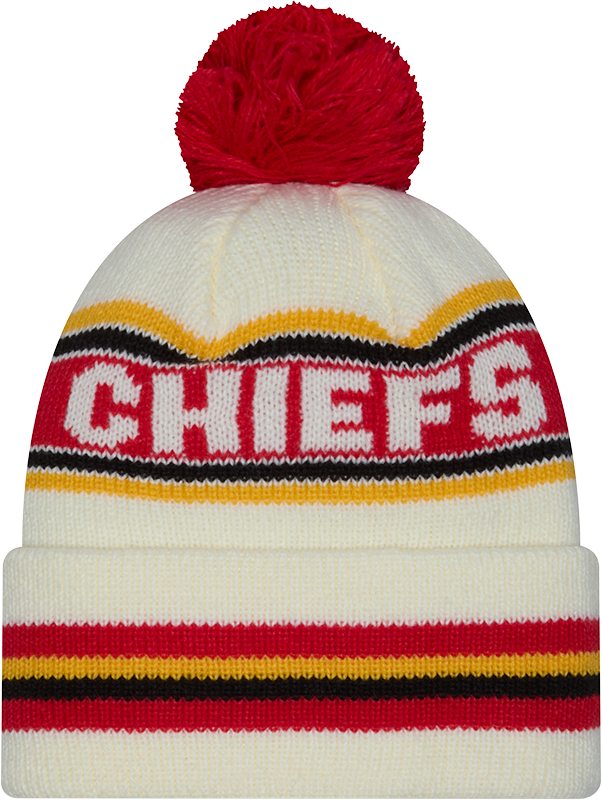 Kansas City Chiefs New Era Off White Knit Classic Cuffed Pom Knit product image 3, provided for visual reference and product