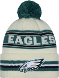 Philadelphia Eagles New Era Off White Knit Classic Cuffed Pom Knit product image 1, provided for visual reference and