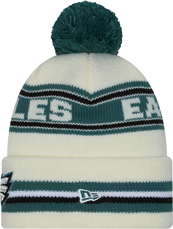 Philadelphia Eagles New Era Off White Knit Classic Cuffed Pom Knit product image 2, provided for visual reference and