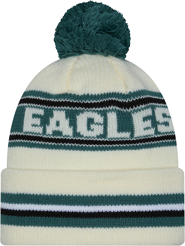 Philadelphia Eagles New Era Off White Knit Classic Cuffed Pom Knit product image 3, provided for visual reference and