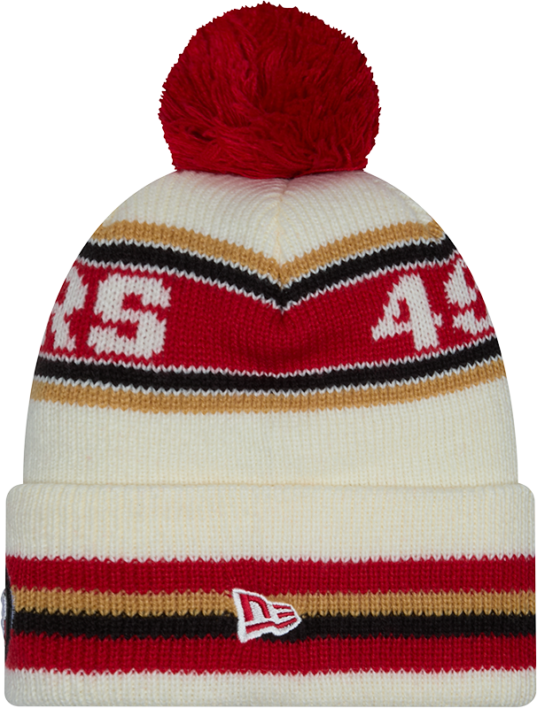 San Francisco 49ers New Era Off White Knit Classic Cuffed Pom Knit product image 2, provided for visual reference and