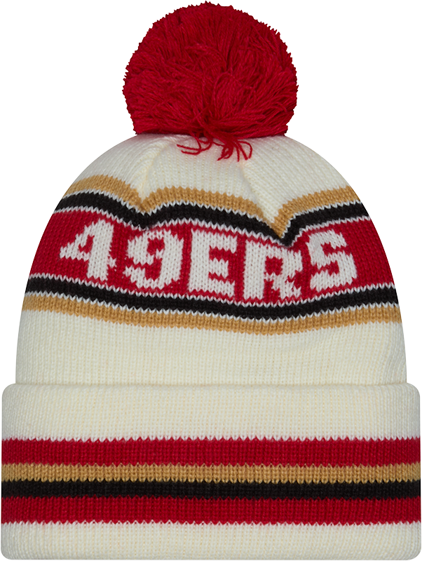 San Francisco 49ers New Era Off White Knit Classic Cuffed Pom Knit product image 3, provided for visual reference and
