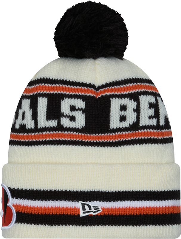 Cincinnati Bengals New Era Off White Knit Classic Cuffed Pom Knit product image 2, provided for visual reference and product
