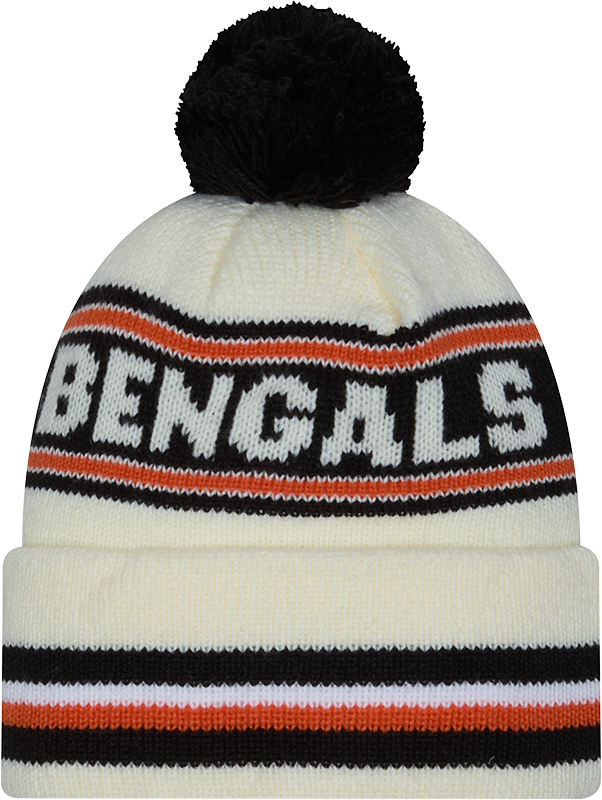 Cincinnati Bengals New Era Off White Knit Classic Cuffed Pom Knit product image 3, provided for visual reference and product