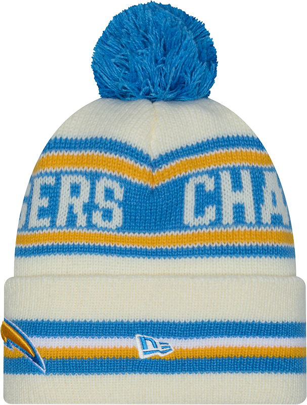 Los Angeles Chargers New Era Off White Knit Classic Cuffed Pom Knit product image 2, provided for visual reference and
