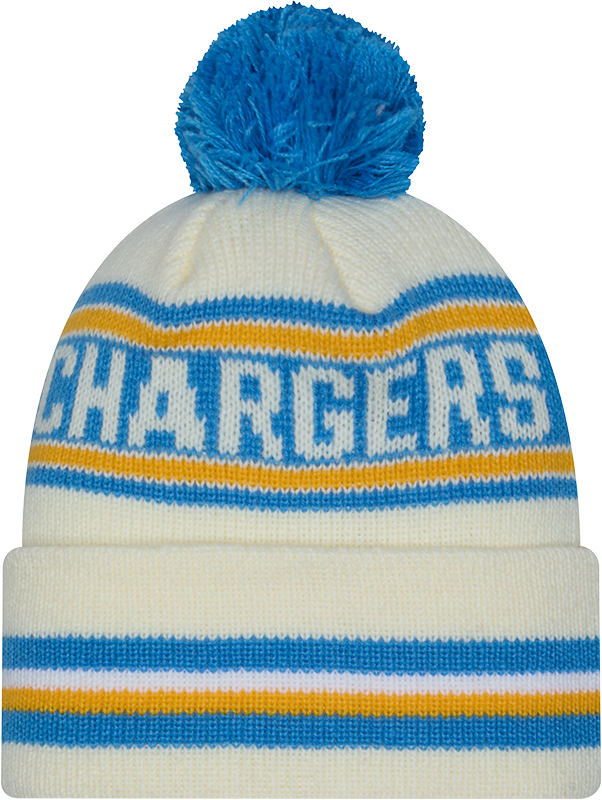 Los Angeles Chargers New Era Off White Knit Classic Cuffed Pom Knit product image 3, provided for visual reference and